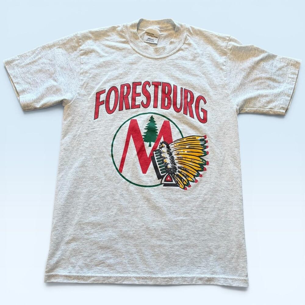 Vintage Forestburg Shirt Mens Medium Gray Graphic Tee Carolina Connection 90s